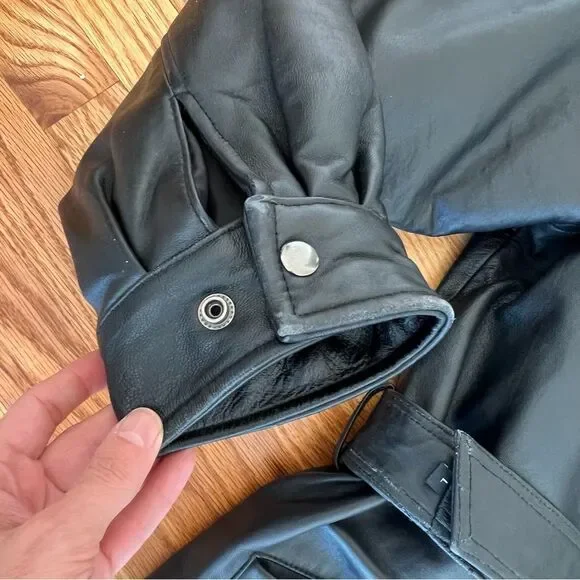 Wilsons Leather Black Leather Hooded Full-zip Coat Size L - Picture 11 of 15